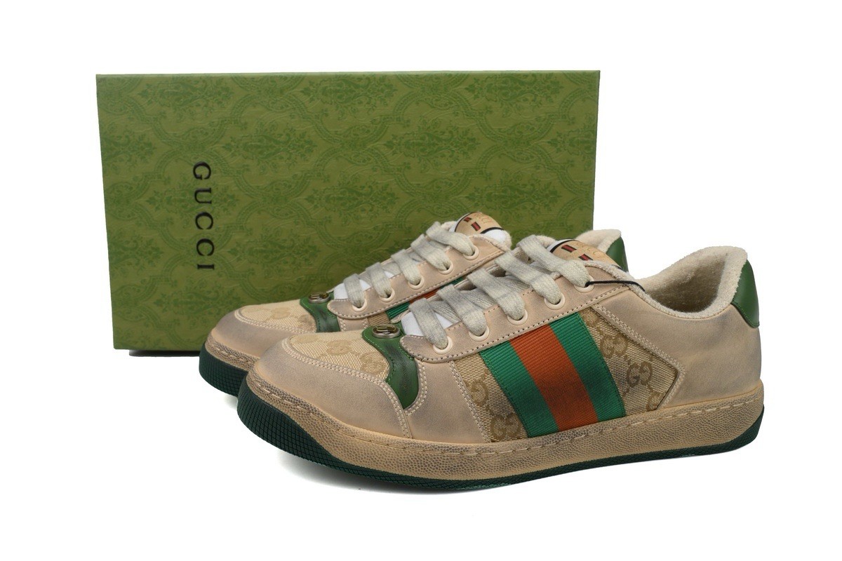 US size 10 New Gucci Men's Low Dirty shoes Apricot Green