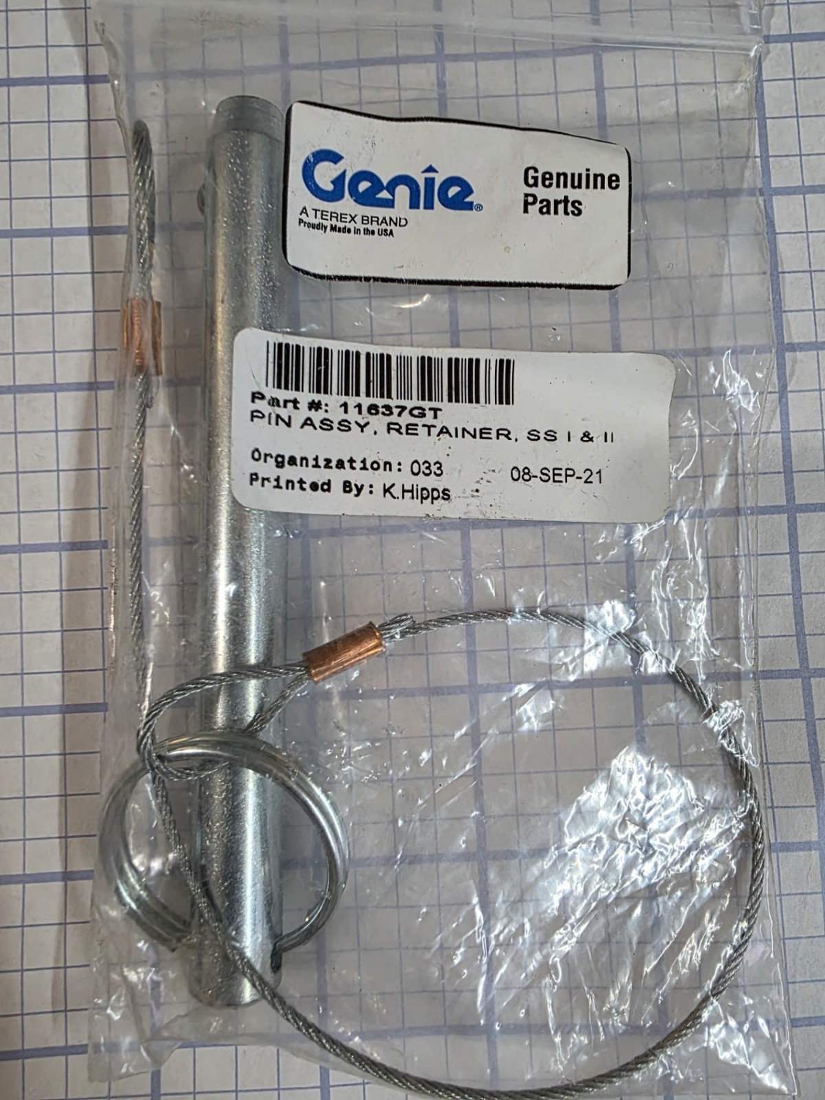 GENIE 11637GT PIN ASSY RETAINER