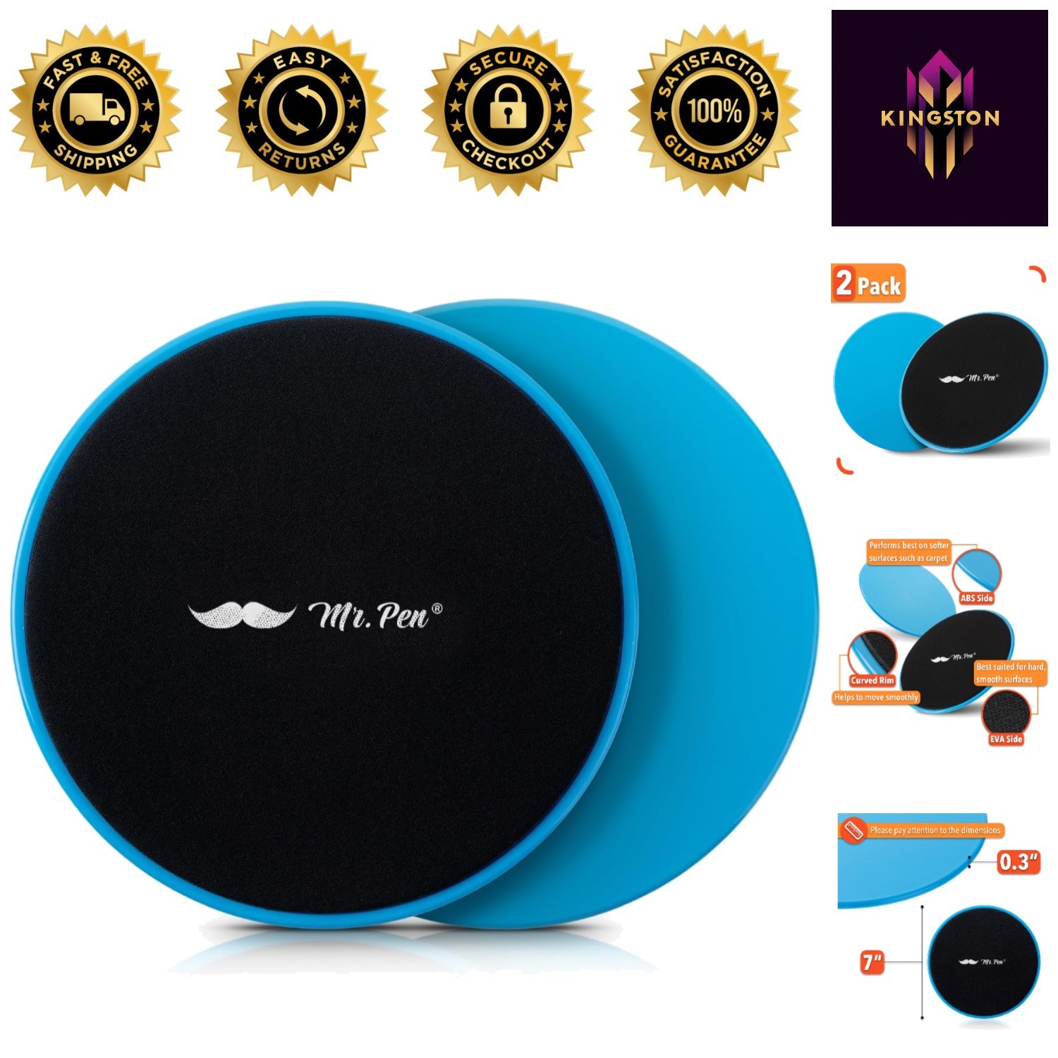 Durable 7-Inch Core Sliders - Perfect for Core Strengthening Exercises Anywhere