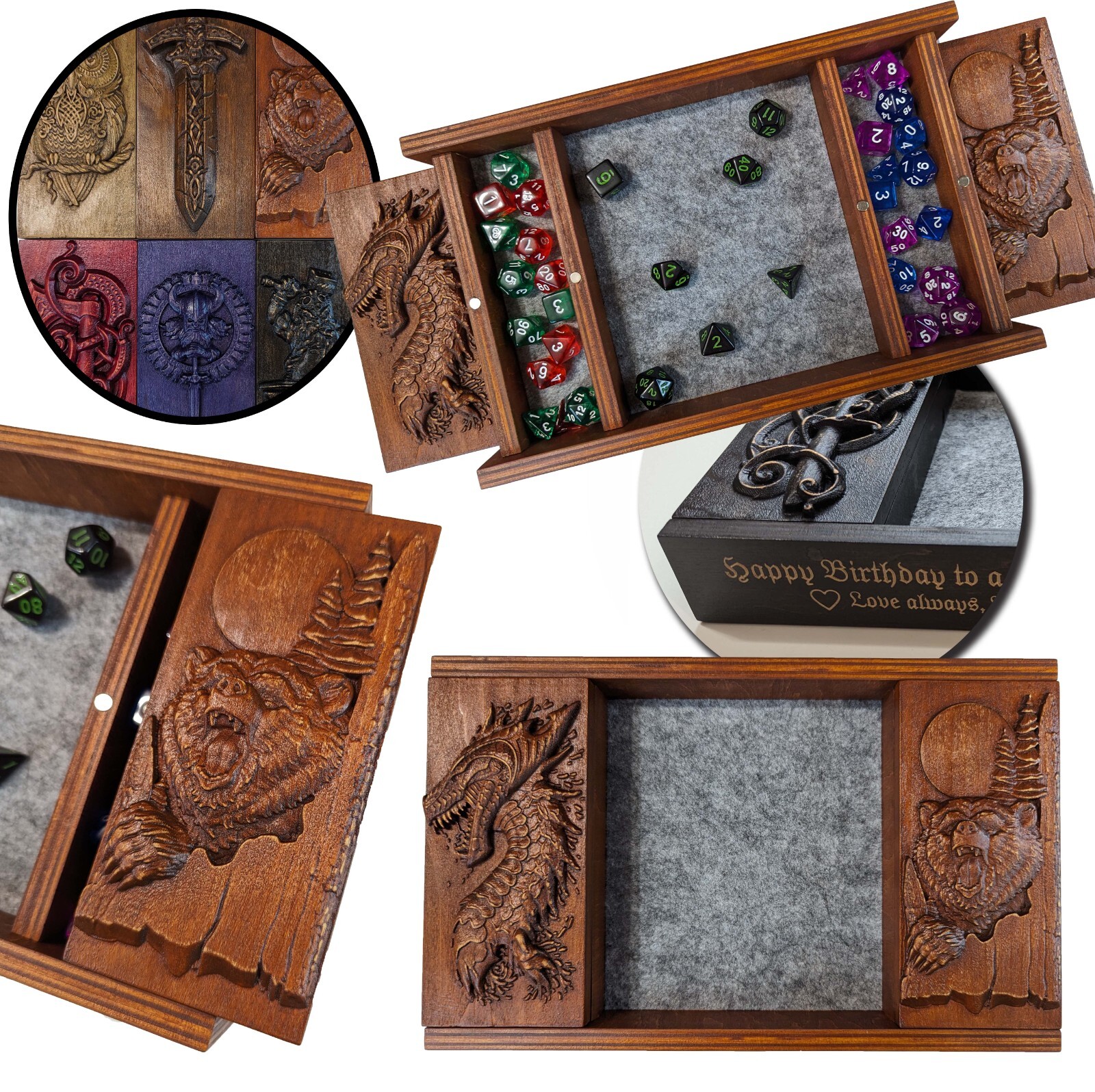 Dice tray Dice holder | Many felt colors | Dice box | Perfect Gift for D&D Fans