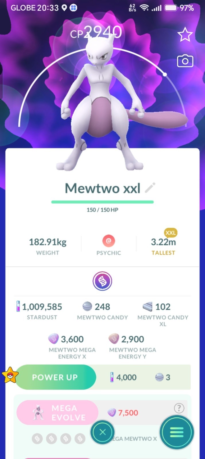 Mewtwo XXL - Showcase - 1050 Plus Points - Trade - Pokémon Go