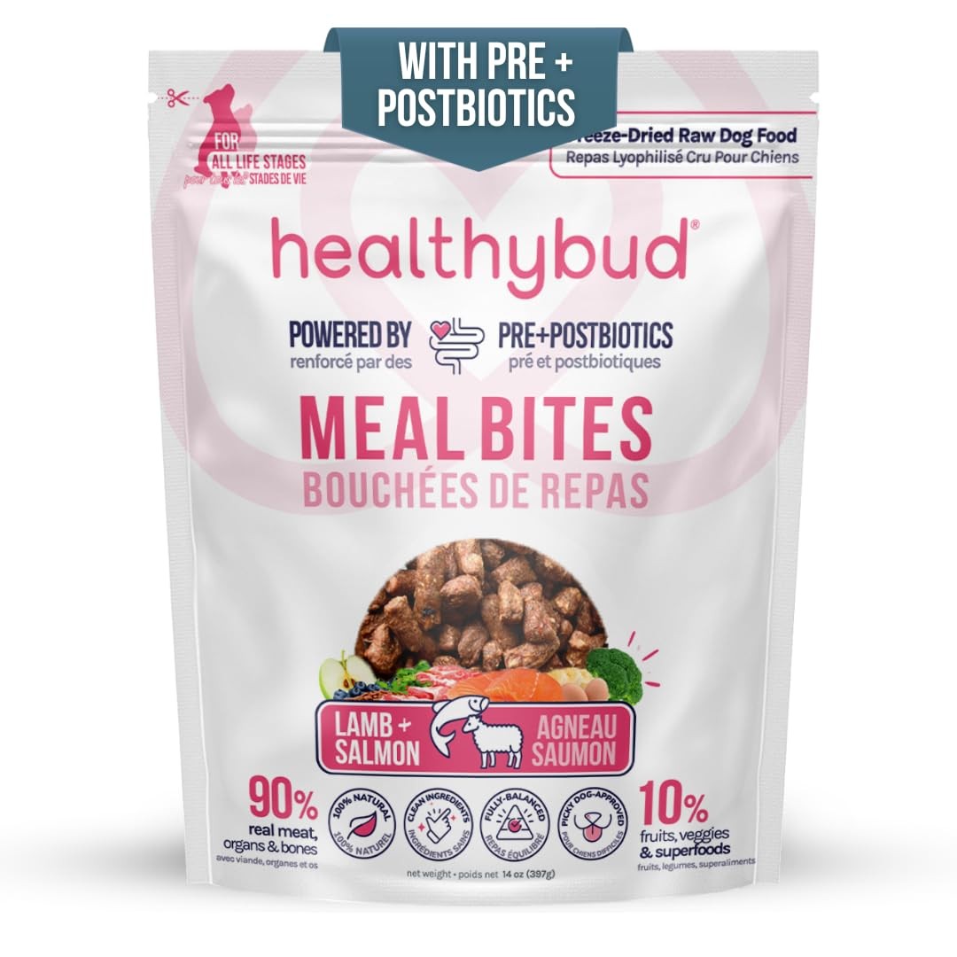 healthybud Raw Dog Food Freeze Dried Bites, Grain Free Dehydrated Small Chewy Bi