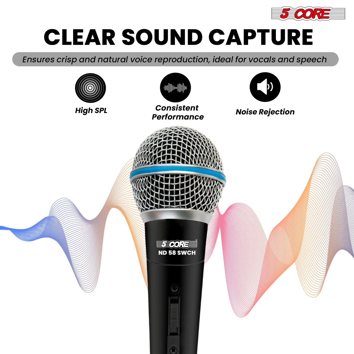 5 Core Professional Dynamic Karaoke Singing Microphone XLR Wired Microfono