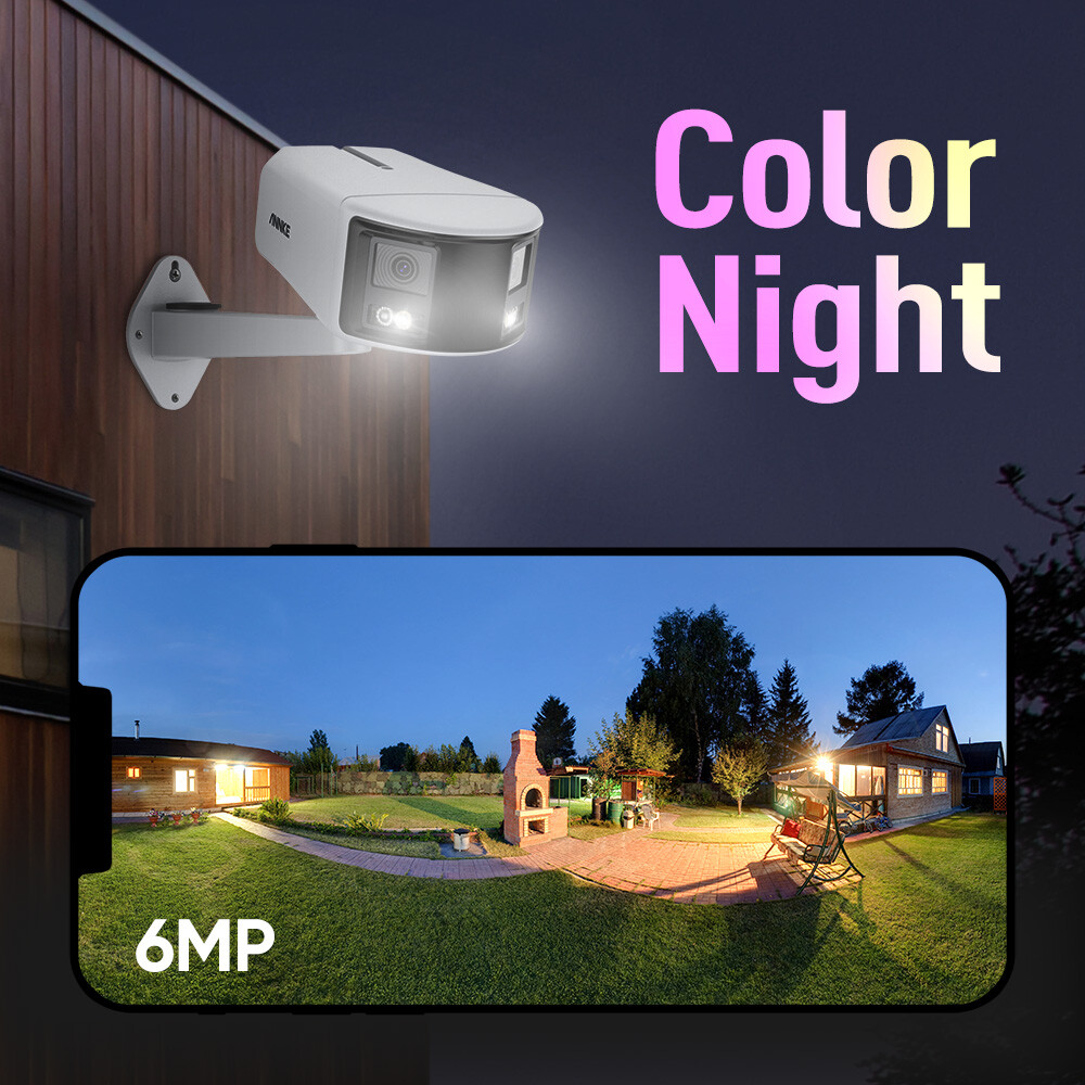 ANNKE 6MP POE Security Camera 180° Dual Lens Color Night Two Way Audio FCD600