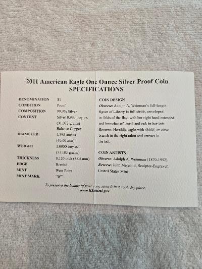 2011 U.S. Mint American Eagle Proof w/ OGP & COA