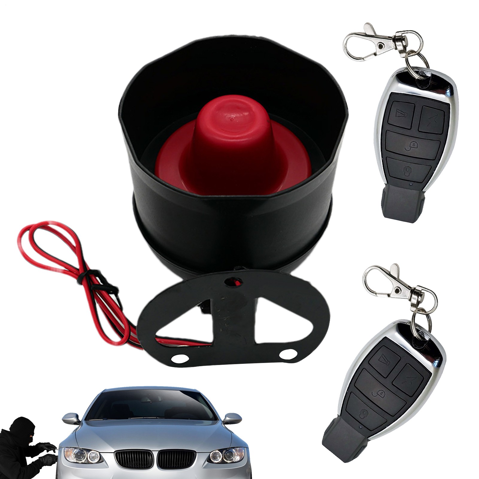 12V Universal Car Alarm System Security Vibration Alarm System W 2 Remote Contro