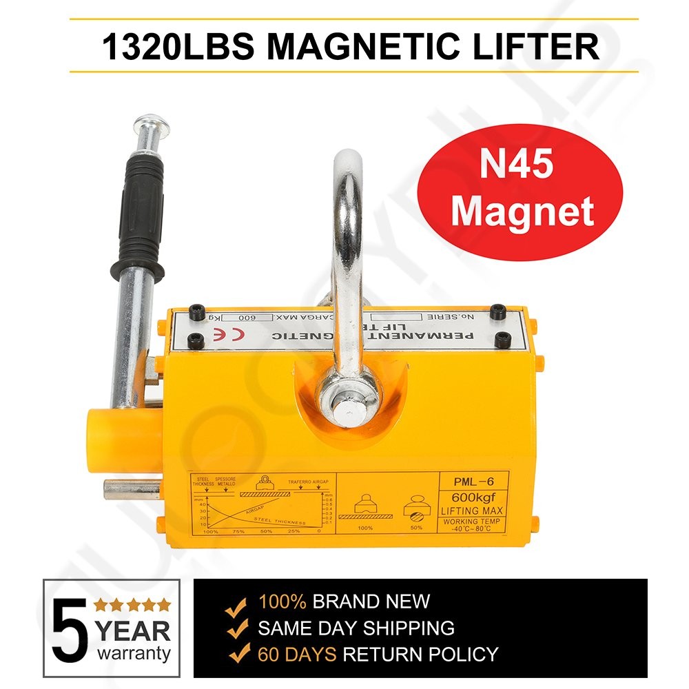 1320LB Steel Magnetic Lifter Heavy Duty Crane Hoist Lifting Magnet 600 KG