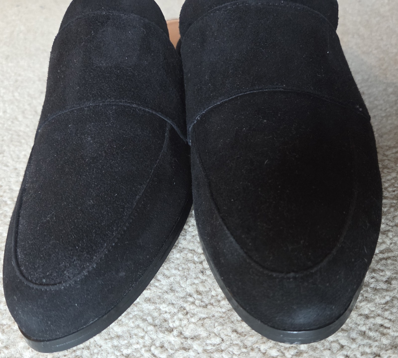 Halogen Black Leather Suede Slides Loafers Mules 8.5