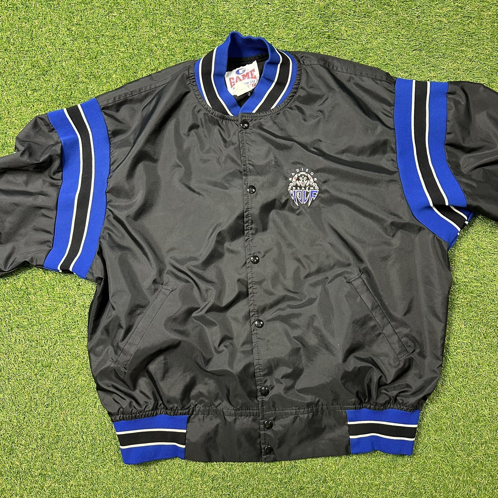 Northern League Madison Black Wolf Player Issued #7 Button Throwing Jacket 2XL