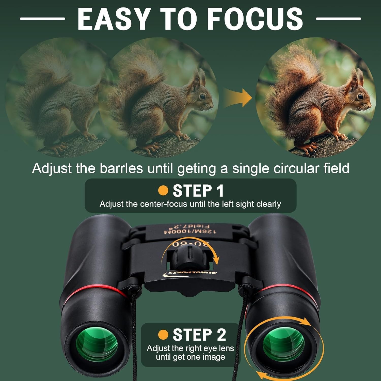 30X60 High Power Compact Binoculars - Lightweight & Waterproof for Travel