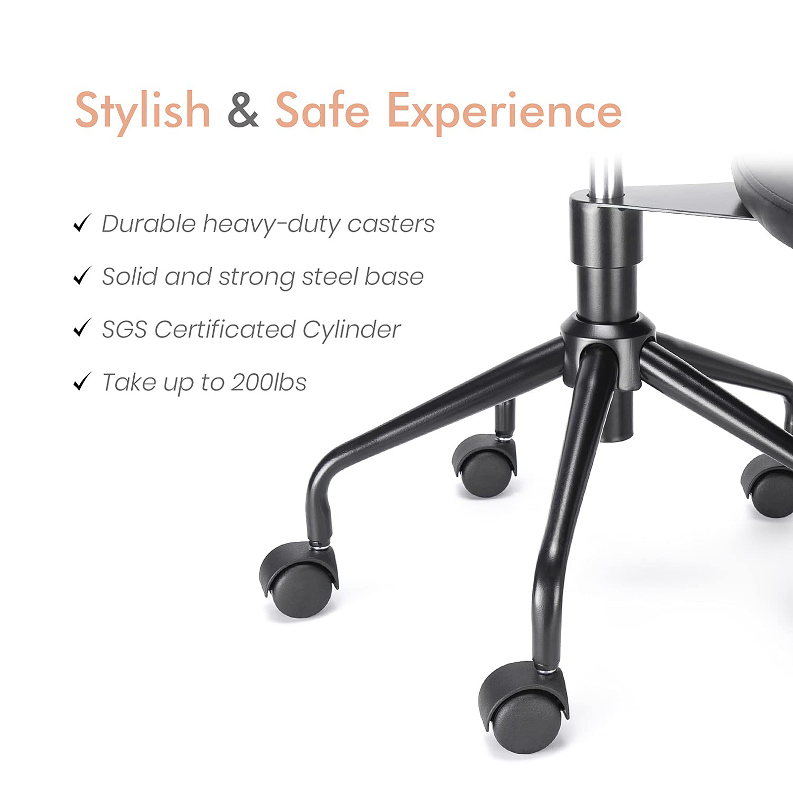 Ergonomic Crosss Legged Swivel Chair Adjustable Stool W/Whee Home/Offices Yoga