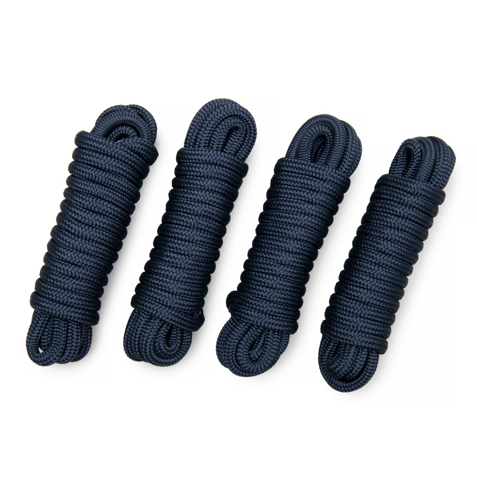 Five Leaf Clover Blue Boat Dock Lines - 24 Strands Double Braided Nylon - 4 Pack
