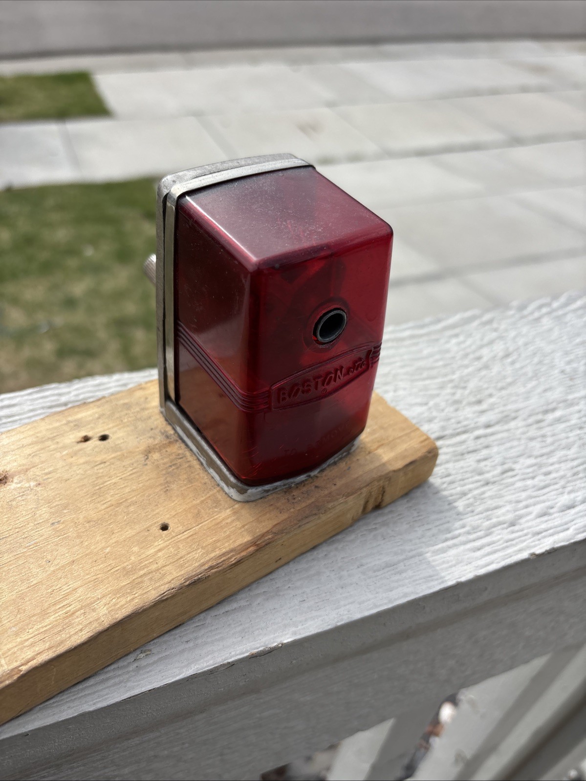 Vintage Bostonette Red Pencil Sharpener Hand Crank Wall Desk Mount School USA