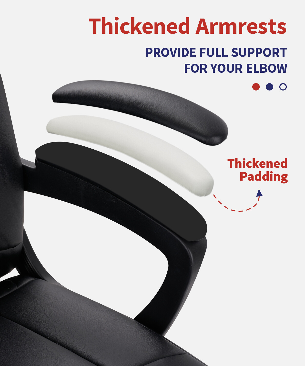 CLATINA Office Executive Chair Ergonomic Swivel PU Leather Armrest Computer Home