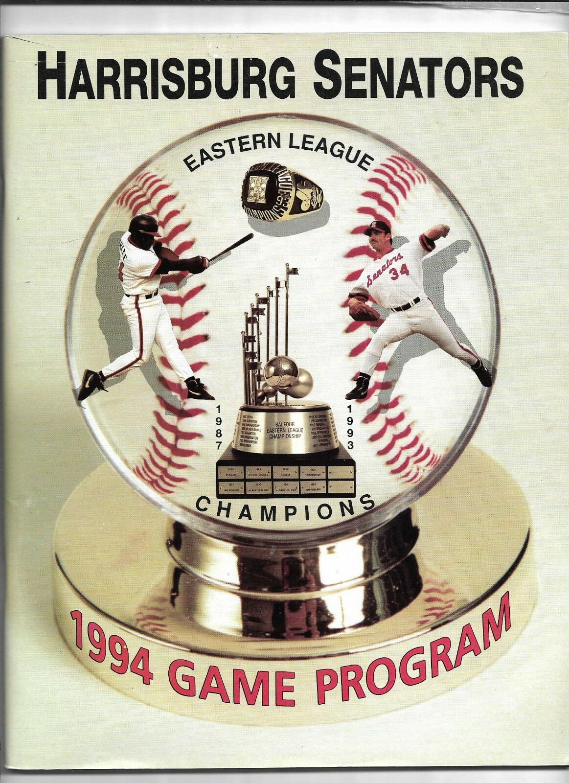 1993 Harrisburg Senators vs Reading Phillies Minor League Program  EX