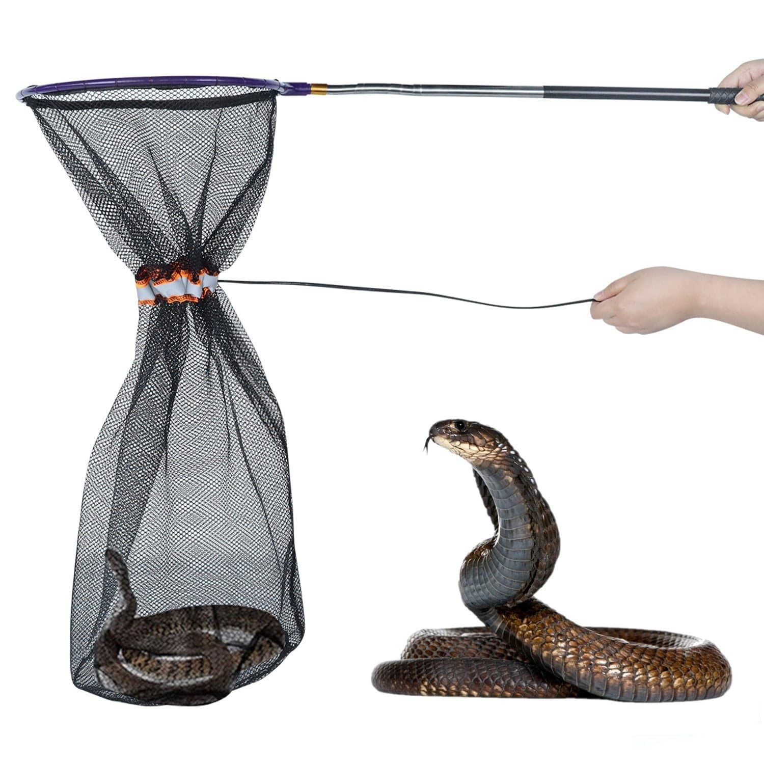 59 Inch Telescopic Snake Catcher Net Rattlesnake Grabber Pole