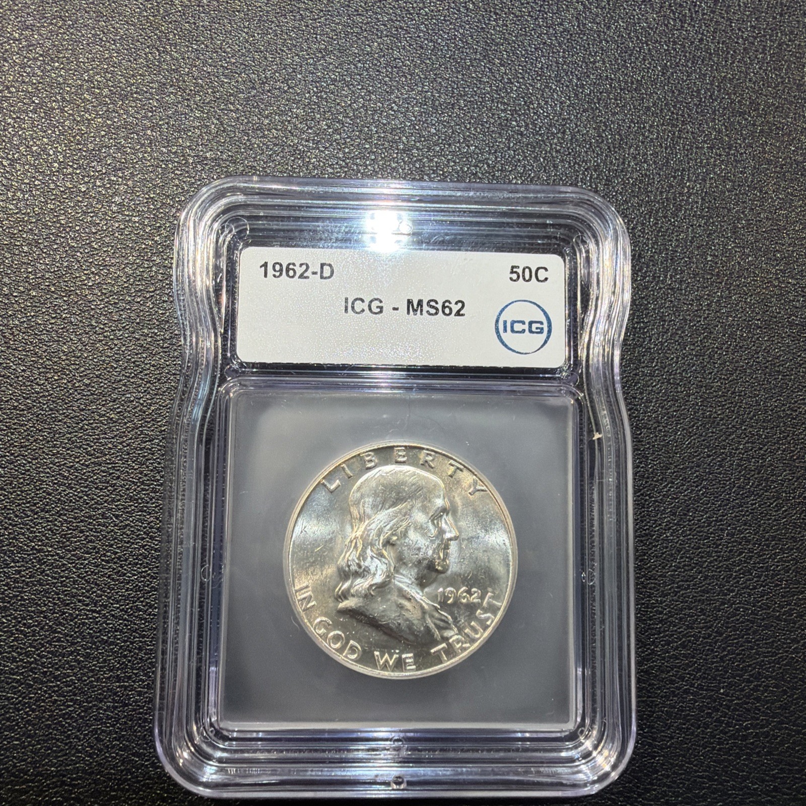 1962 D Franklin Half, IGC MS62