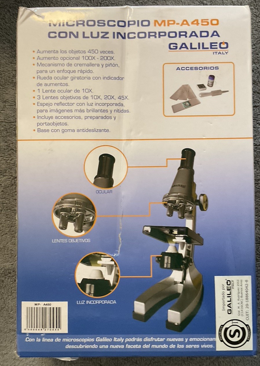 Galileo Microscope Kit - Beginner, Made In Italy