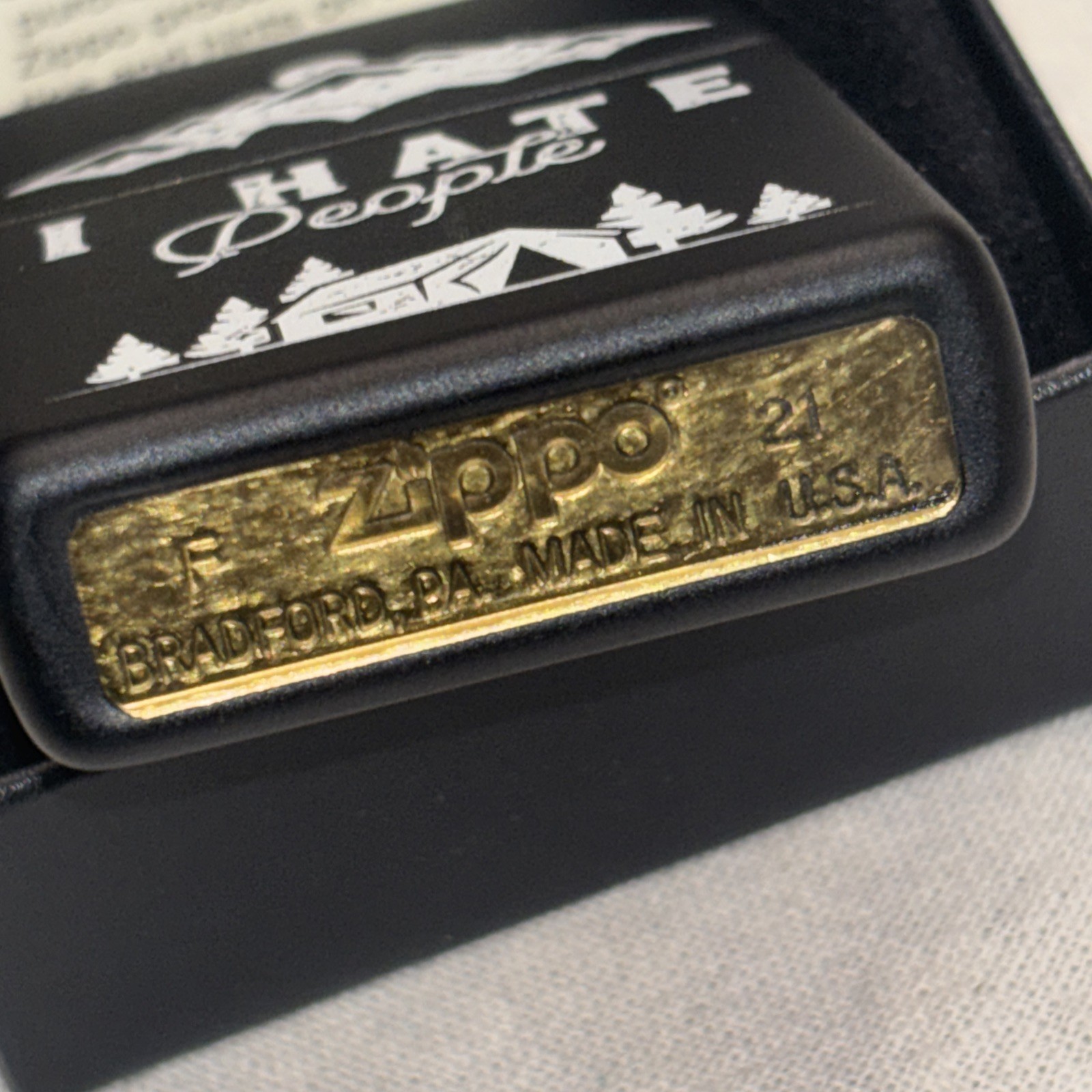 Zippo Lighter Camping I Hate People Sealed Nib