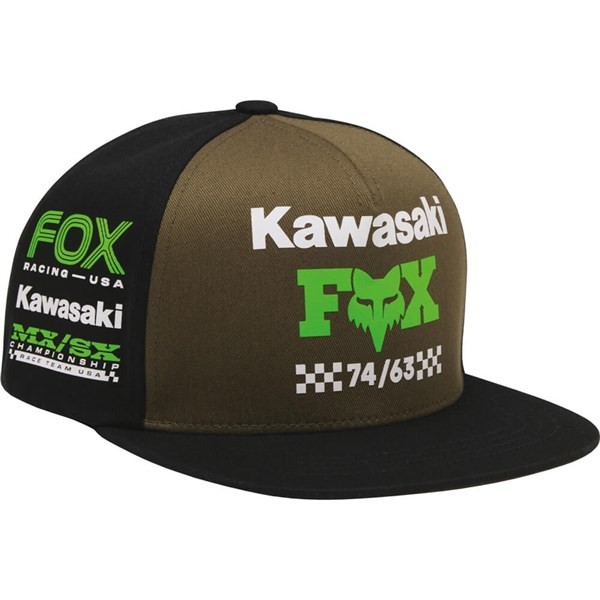 Fox Racing Kawasaki Youth Snapback Hat | Black/Olive Green