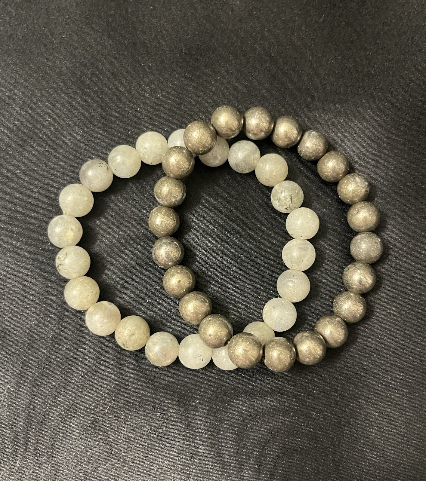 2 Pack Stretch Bracelets 8mm Beads Pyrite & Labradorite