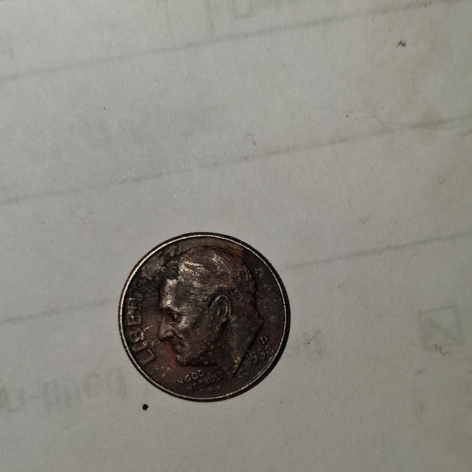 Roosevelt dime, missing  clad layer weighs 1.8  grams