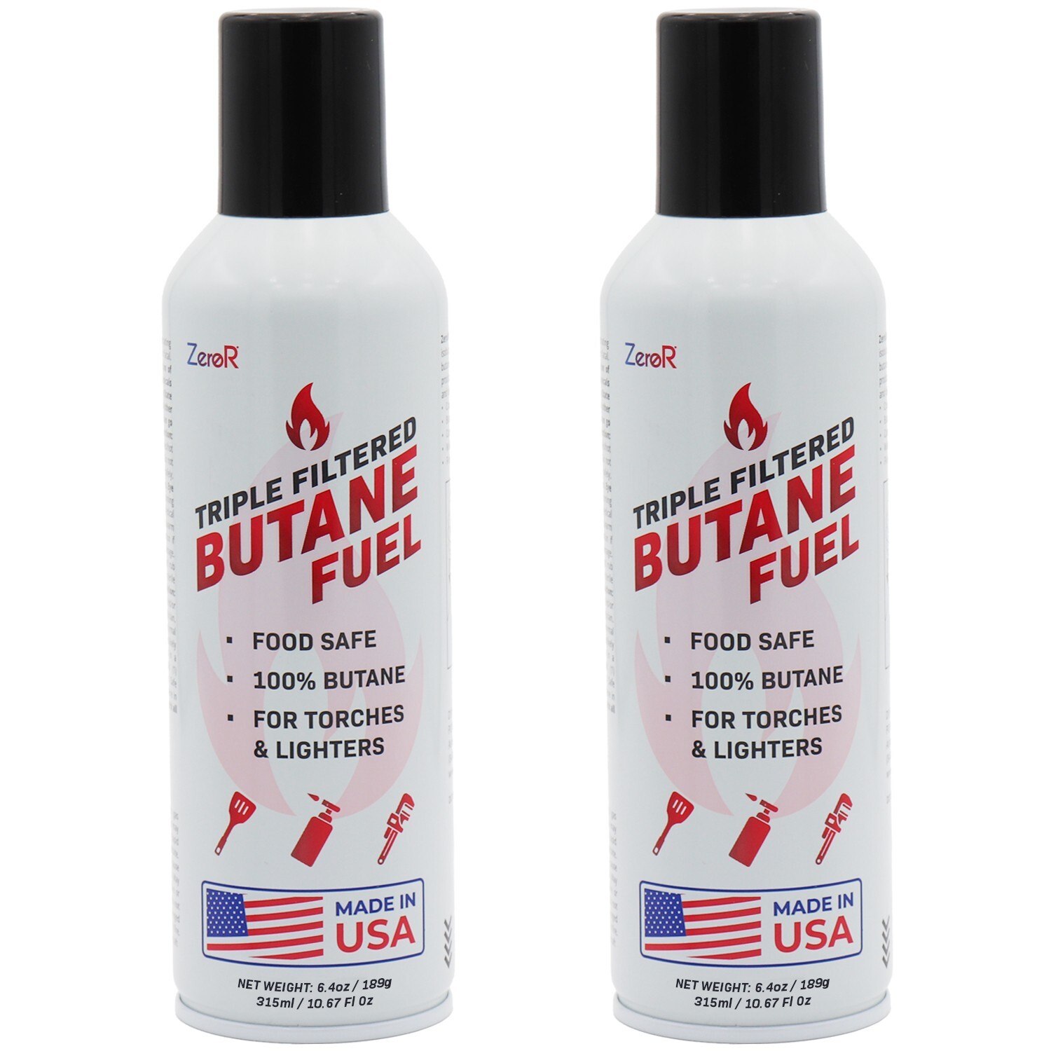 ZeroR® Butane Fuel Refill | 10.67 fl oz 315ml | Made in USA | 2 Cans