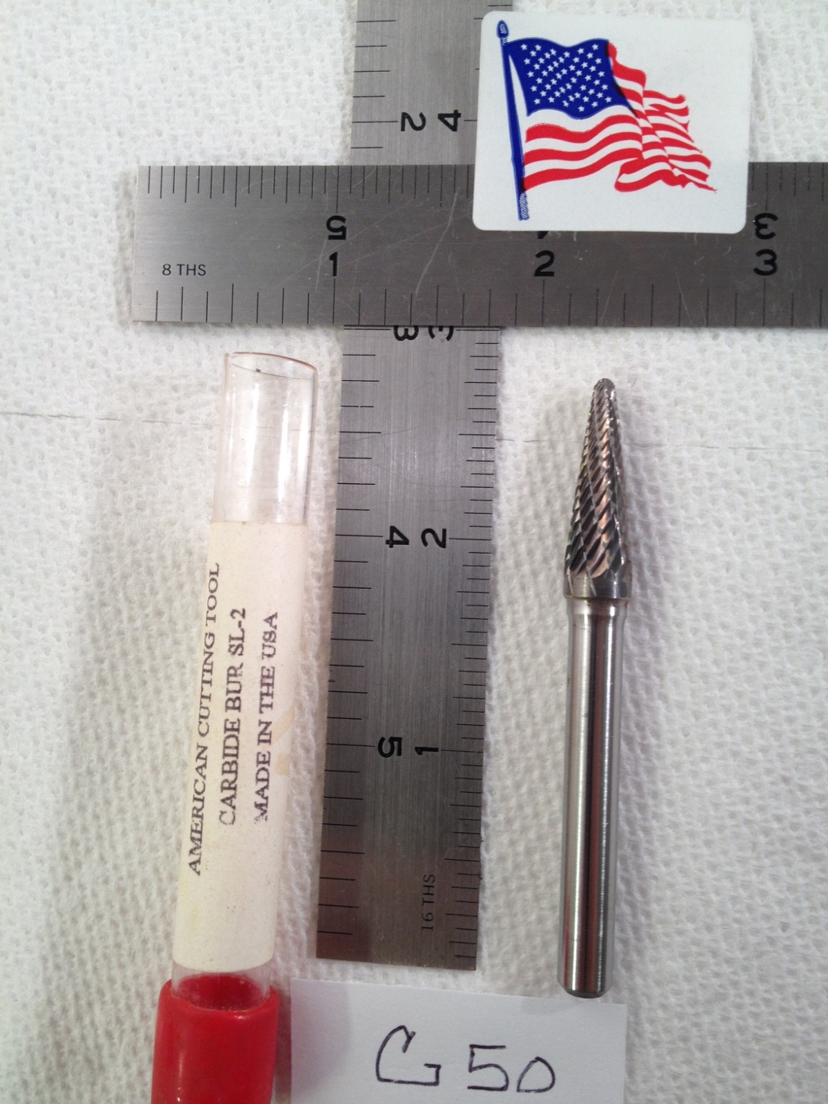 1 NEW AMERICAN CUTTING 1/4" SHANK CARBIDE BURR SL-2 DOUBLE CUT. CONE SHAPE (G50)