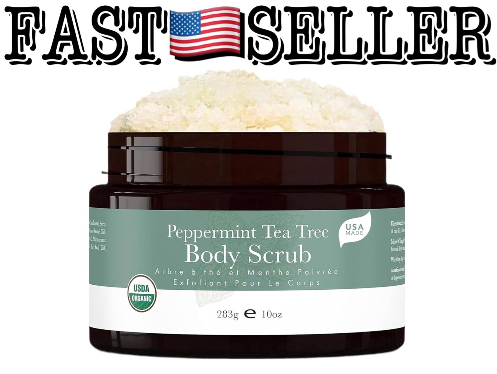 Beauty Peppermint Tea Tree Body Scrub Sugar Scrub for Smooth Skin 10oz (283g)￼