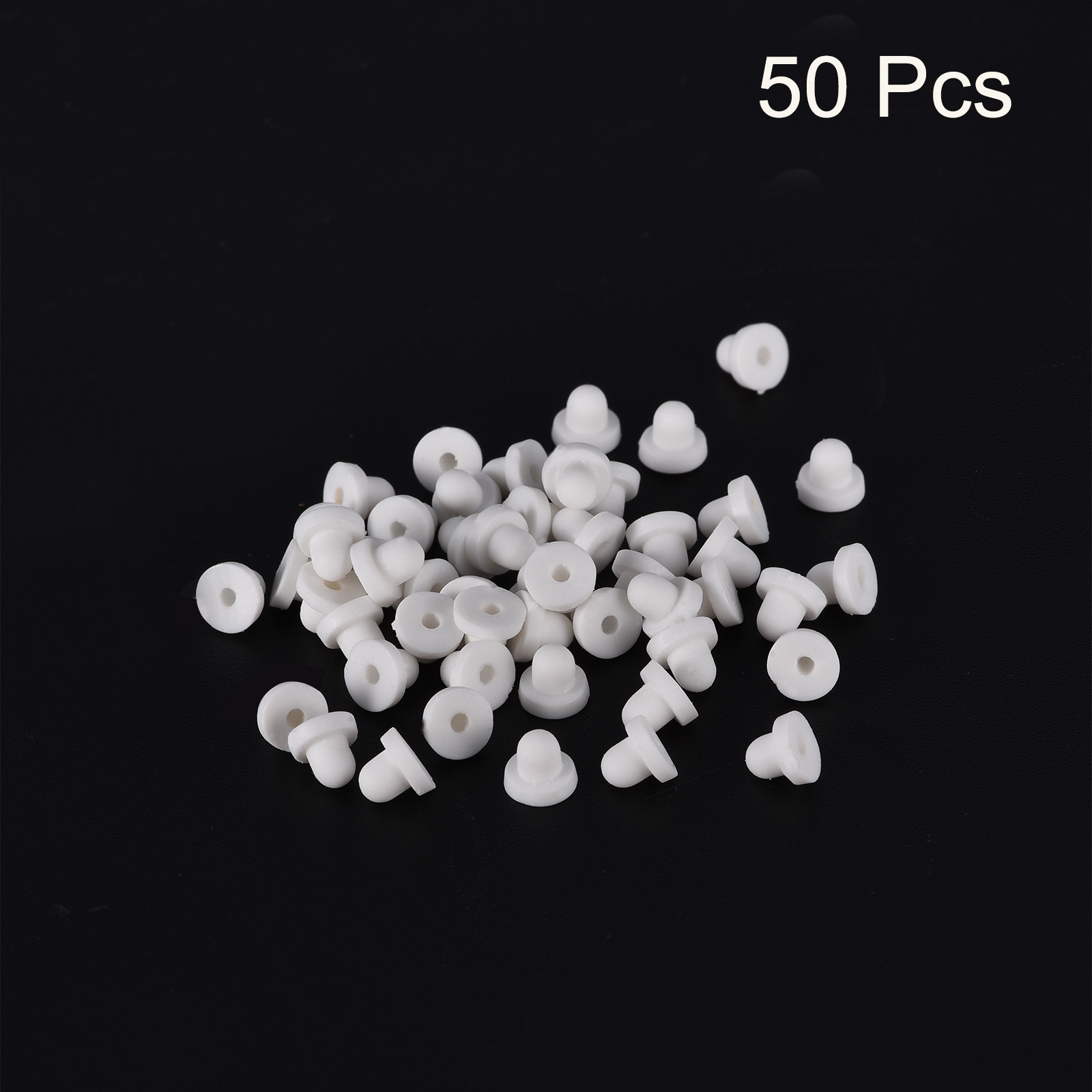 Earring Backs, 50pcs - Silicone Soft Earring Backs for Studs (White,6mm)