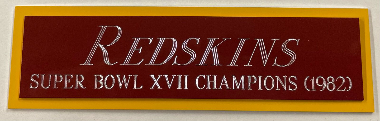 REDSKINS SUPER BOWL CHAMPIONS NAMEPLATE AUTOGRAPHED FOOTBALL HELMET JERSEY PHOTO