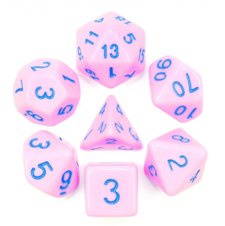🩷🩵 Pink/Blue Cream DnD Dice Set | Dungeons and Dragons | 7 Dice RPG