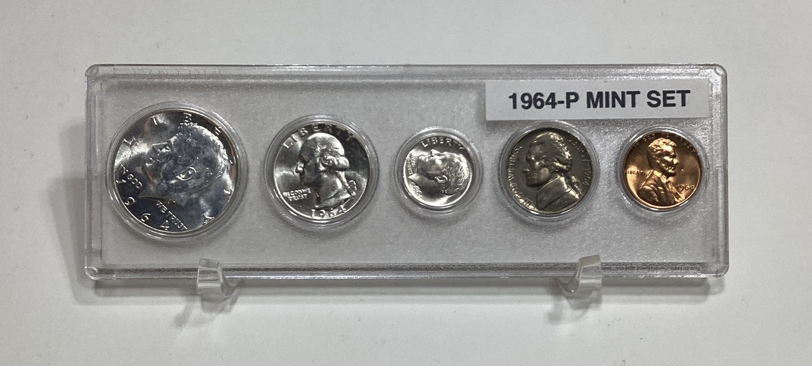 1964 -  US Unc  Mint Set  P & D  90% Silver (10) Coins in Plastic Whitman Holder
