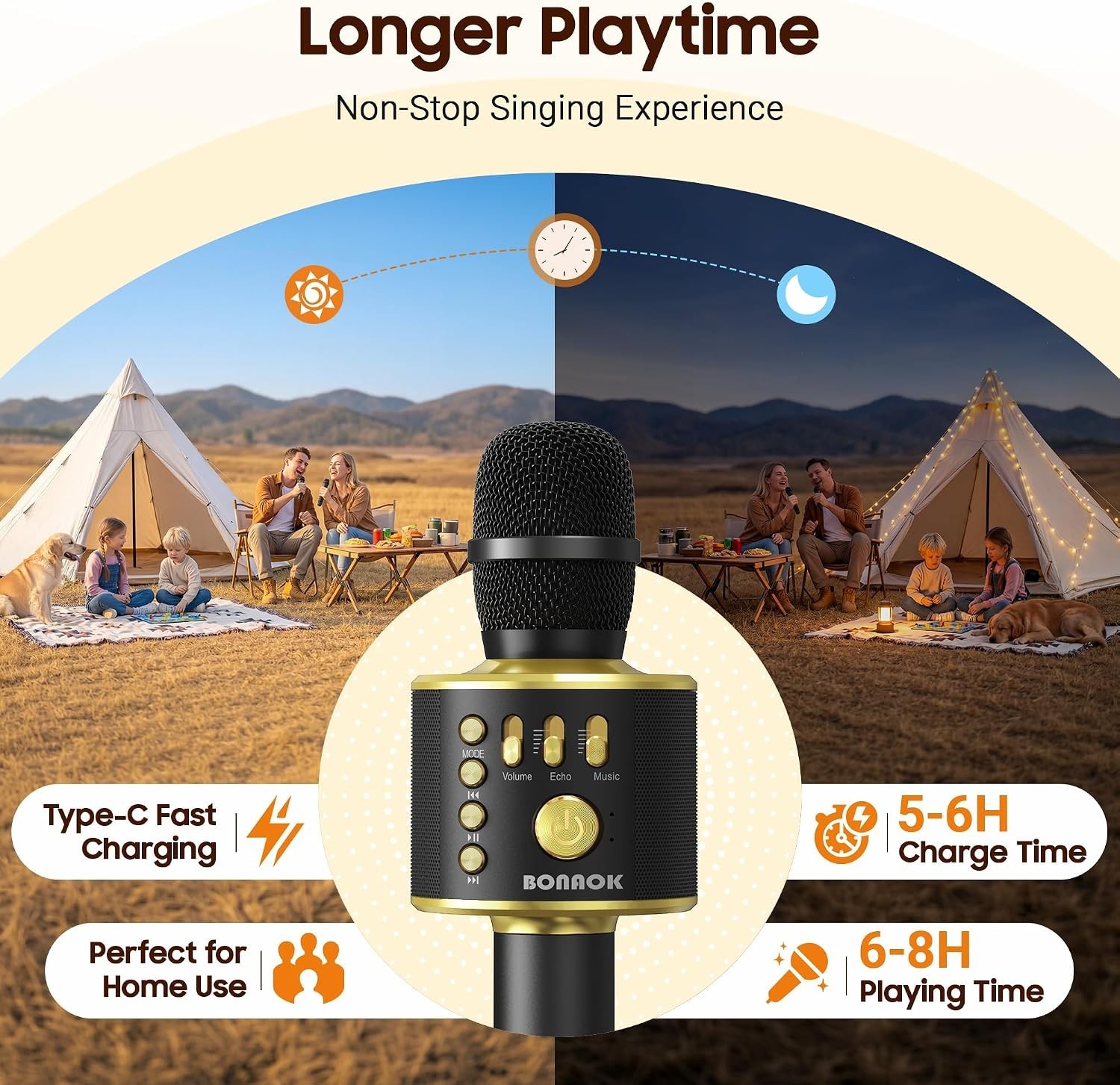 Compact Bluetooth Karaoke Microphone with USB & SD Support - Perfect for Parties