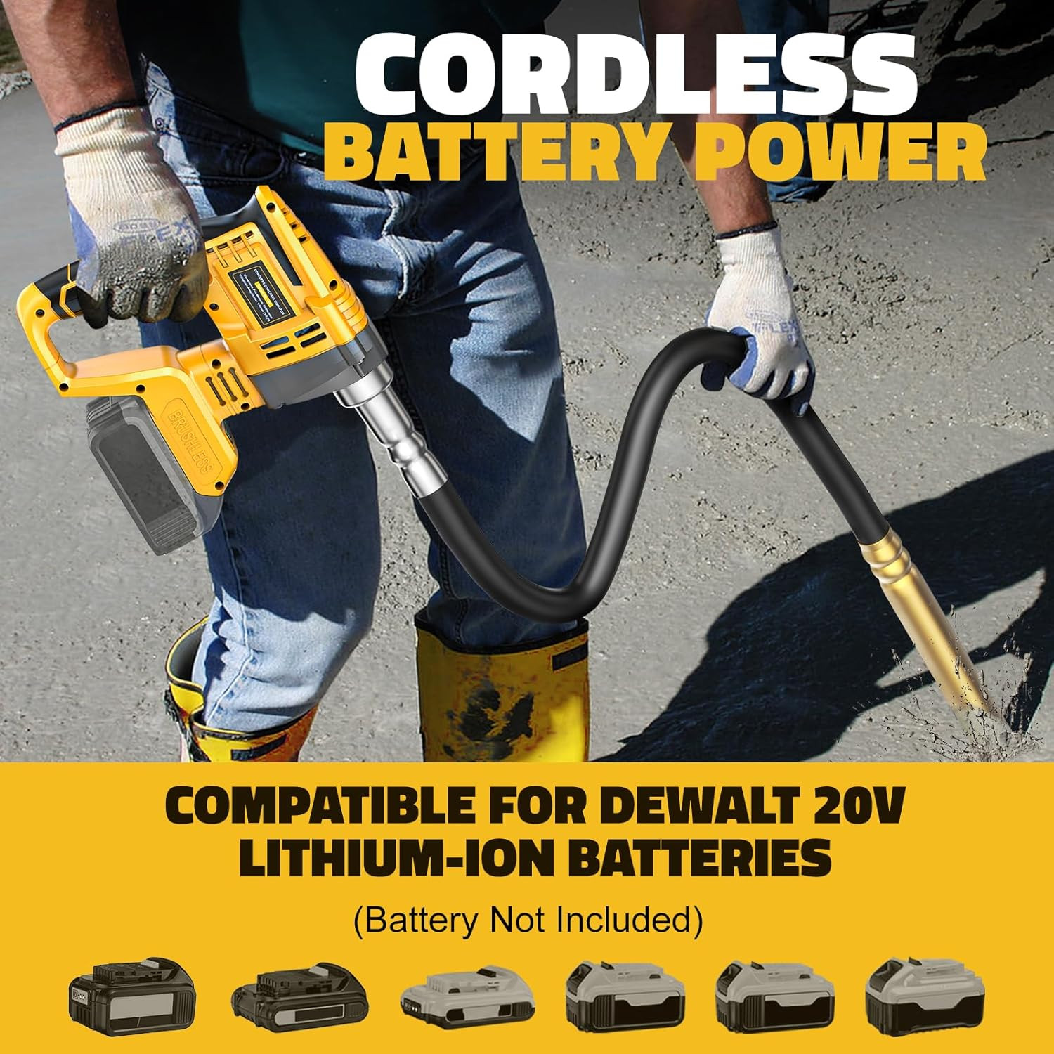 Handheld Concrete Vibrating Tool | Compatible with Dewalt 20V Battery (Tool Only