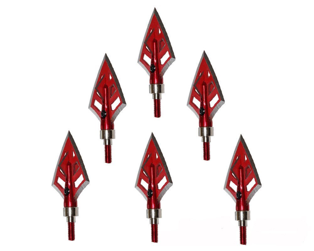 125 Grain Red Archery Arrow Broadheads 4 Blade Arrow Heads Points Tips Arrowhead
