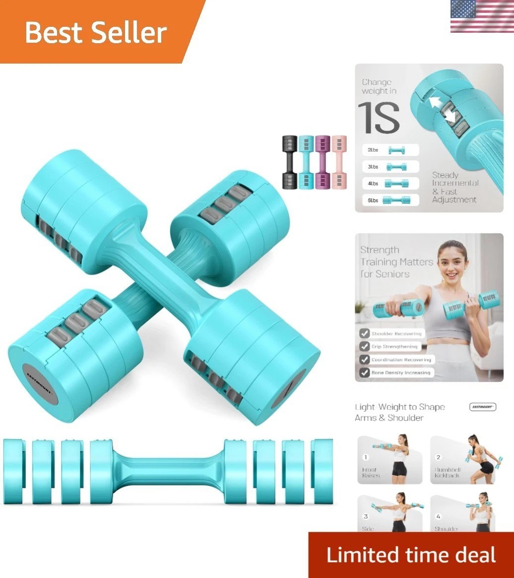 Compact & Adjustable 5 lb Dumbbell Set for Women - Great for Total Body Training