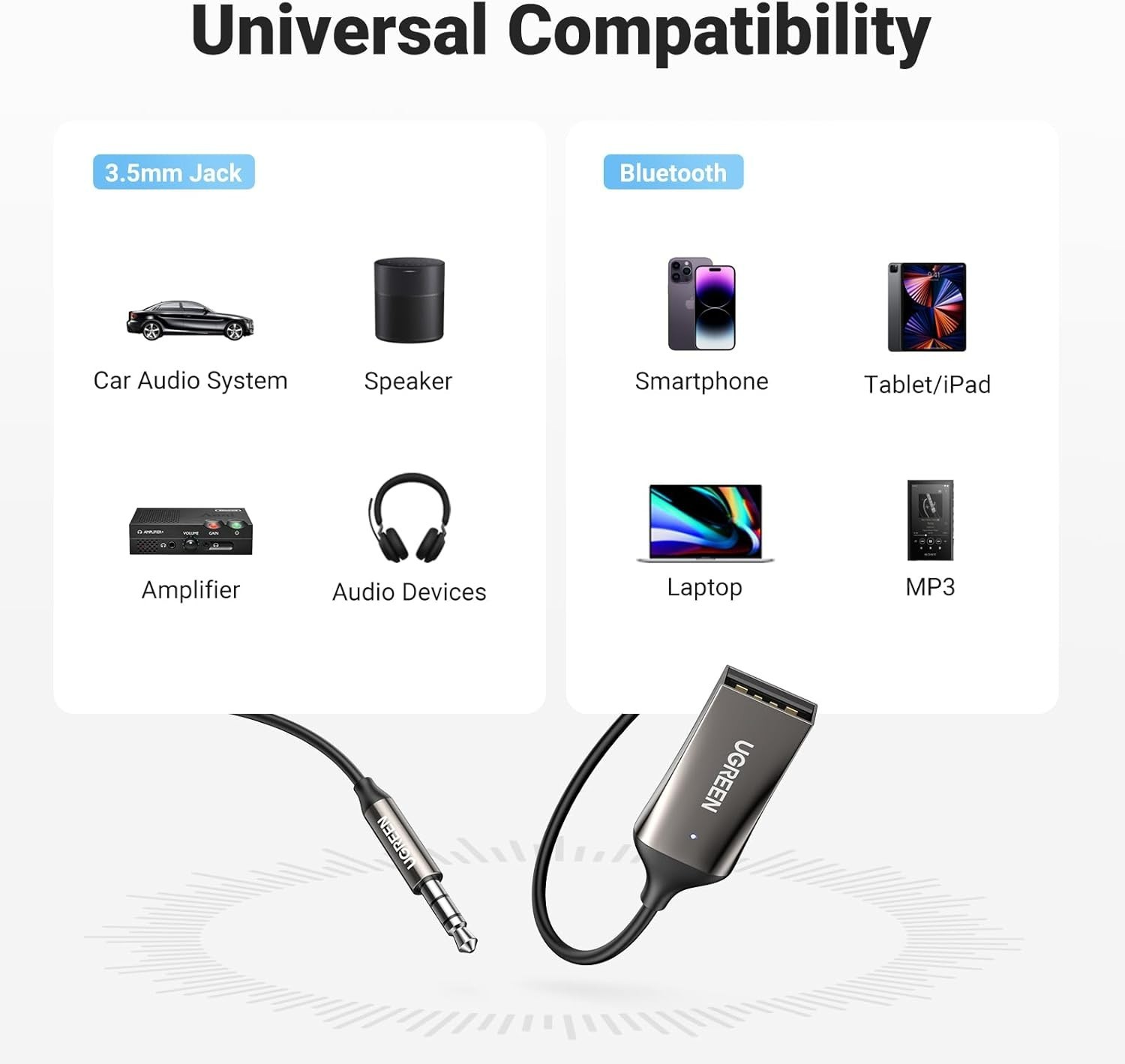 Durable Bluetooth Car Adapter with Plug-and-Play Setup for Music Streaming