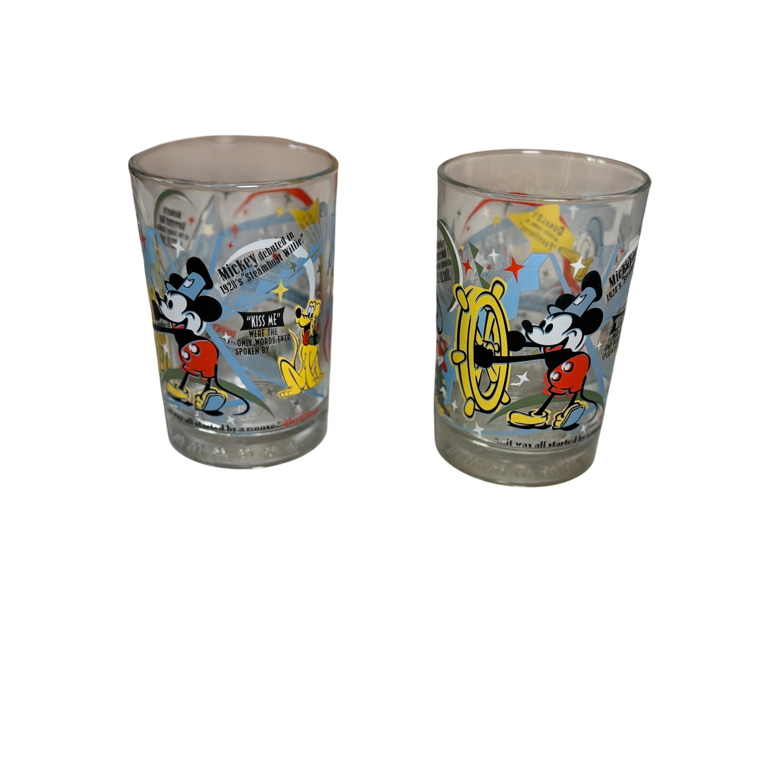 Pair of Disney 100 Years of Magic McDonald's Glasses 2001 SPAIN Mickey Donald