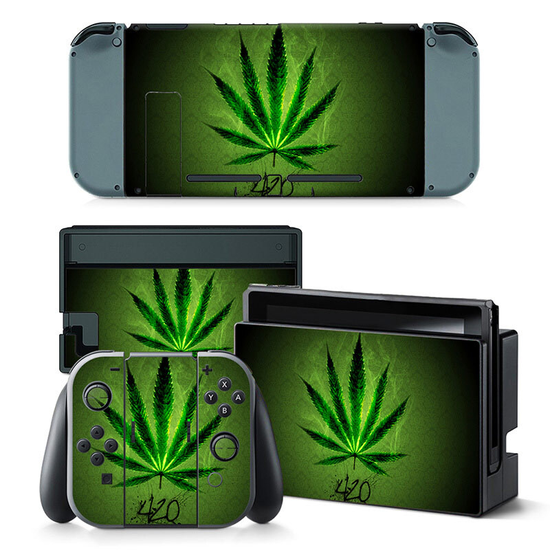 FOR Nintendo Switch Skin - Green cannabis weed - Decal Sticker Cover