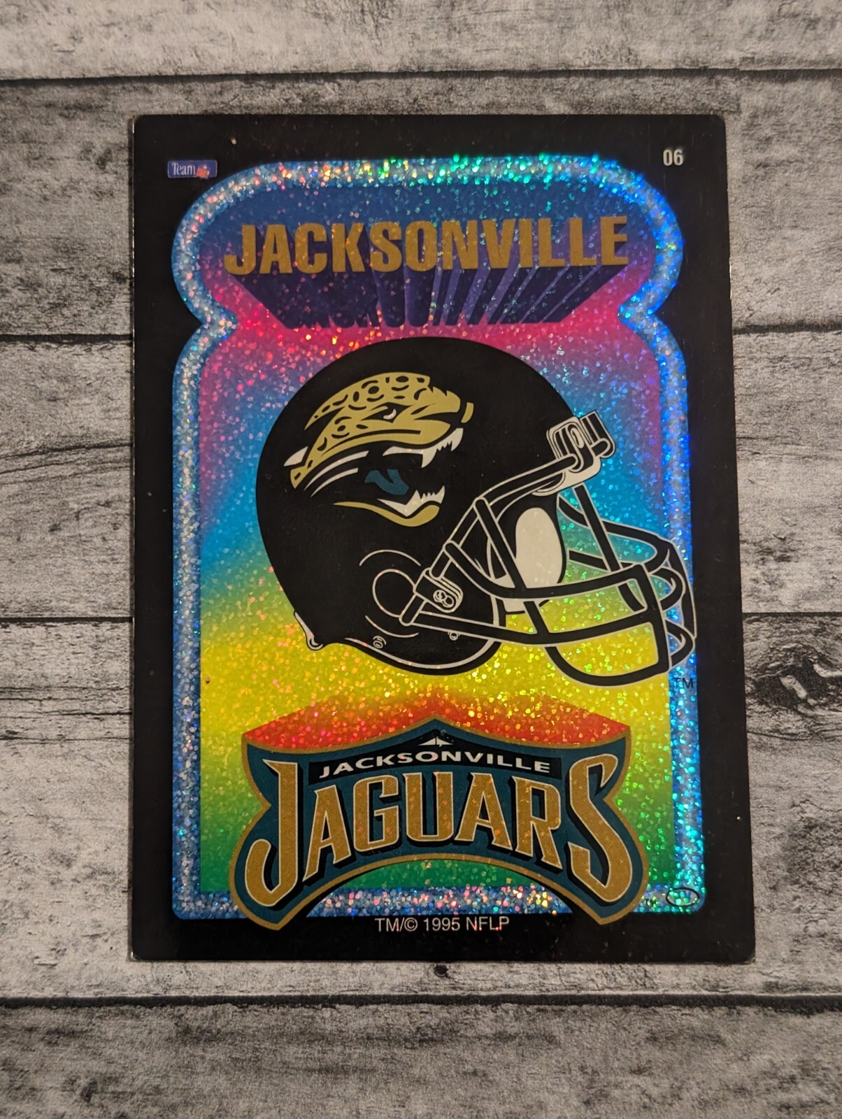 Vtg 1995 Jacksonville Jaguars Team NFL Football Prismatic Vending Sticker Jags