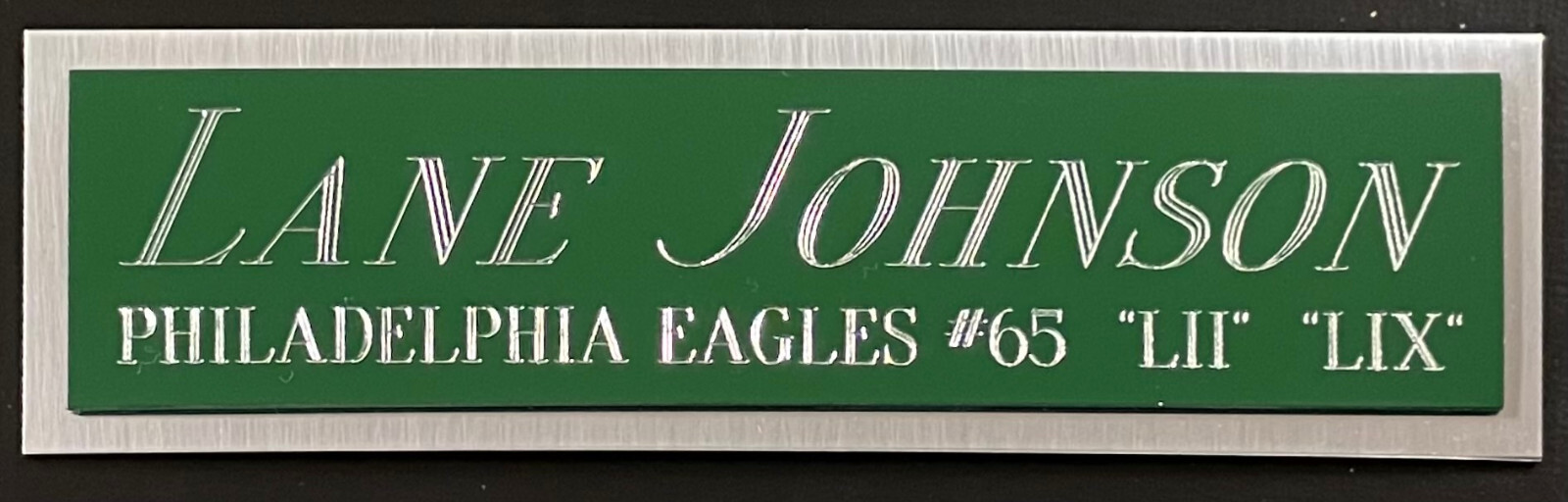 LANE JOHNSON EAGLES NAMEPLATE FO AUTOGRAPHED Signed Football HELMET JERSEY PHOTO
