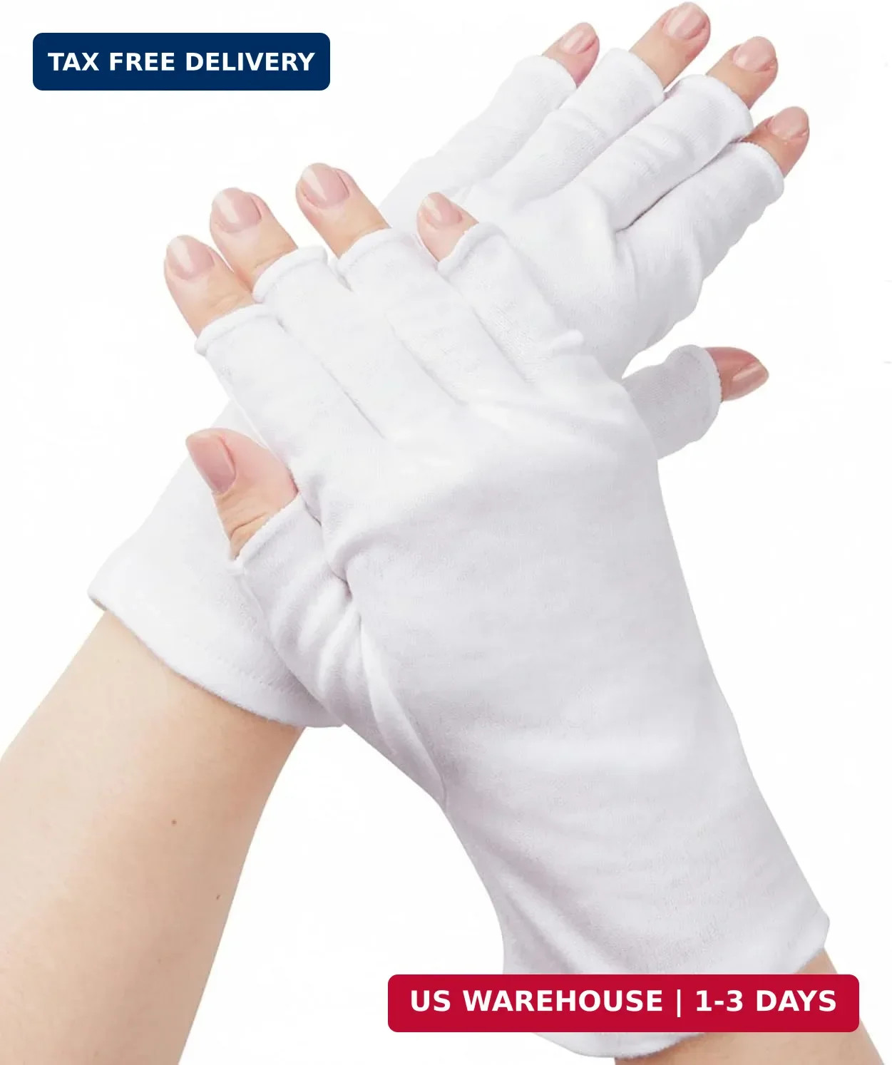 Fingerless Cotton Gloves, 4 Pairs White Cotton Gloves for Dry Hands Sleeping, On