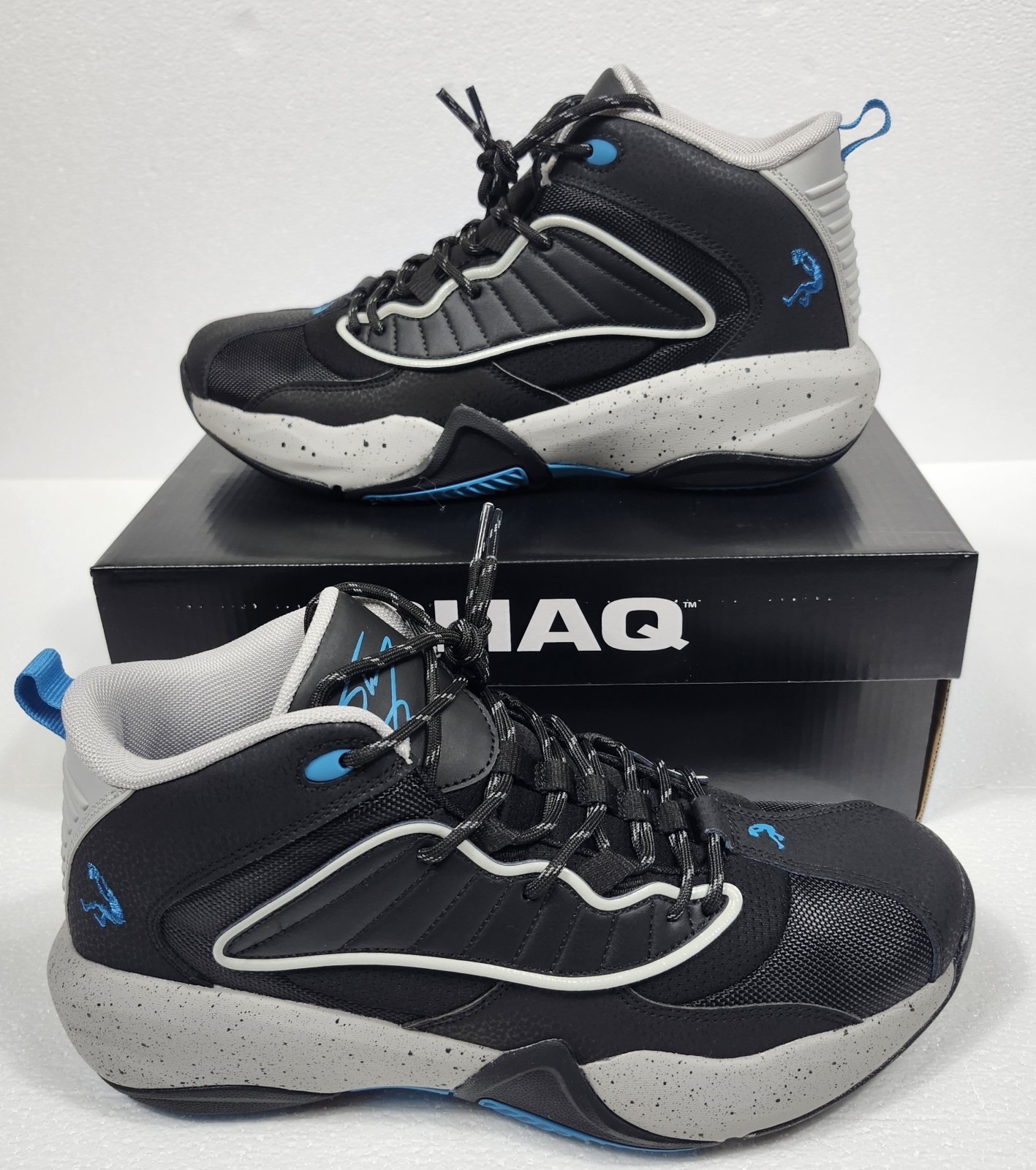 Men's Basketball Shoes Sneakers Size 8 Black Gray Blue Shaq Speed Demon Mid Top