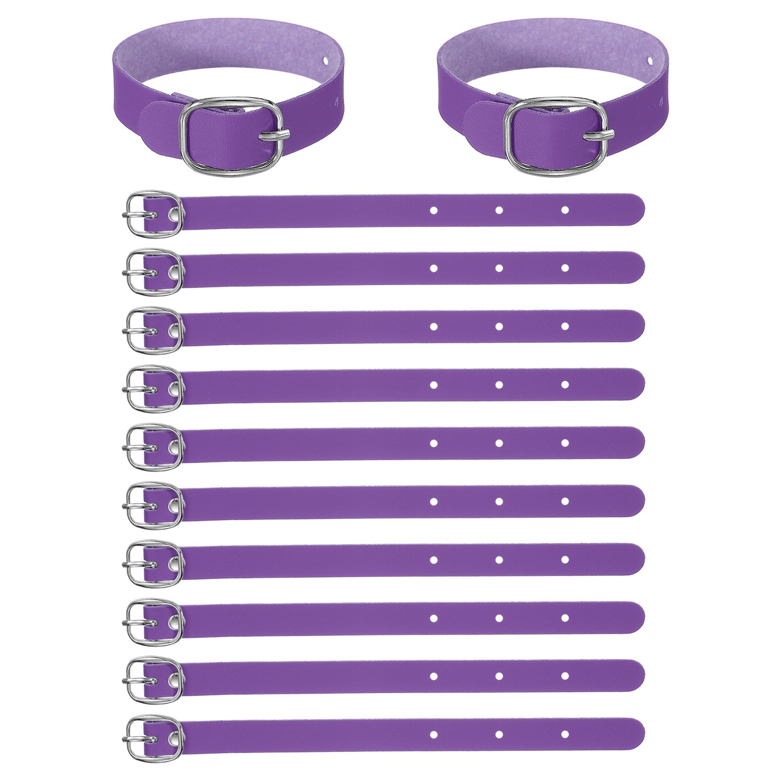 15 Pcs Luggage Tag Strap, PU Leather Extender Buckle Straps Adjustable, Purple
