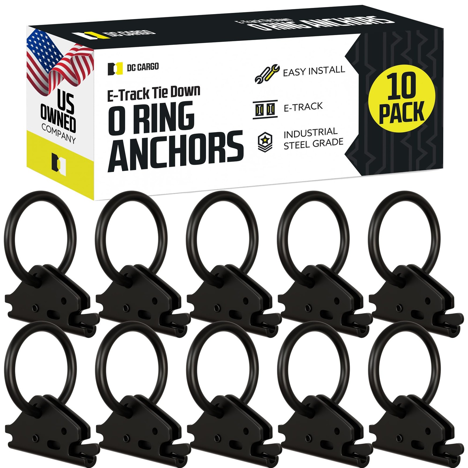 DC Cargo Mall Heavy-Duty Steel O-Ring (Pack of 10) 4500Lbs 10-pack, Black