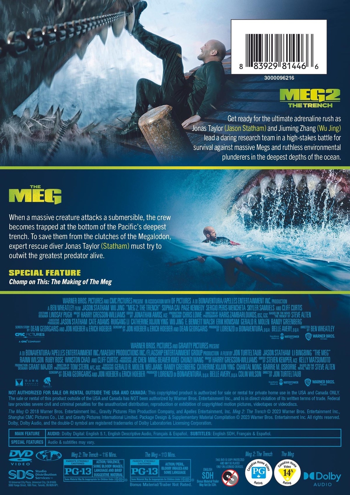The Meg / The Meg 2 DVD NEW