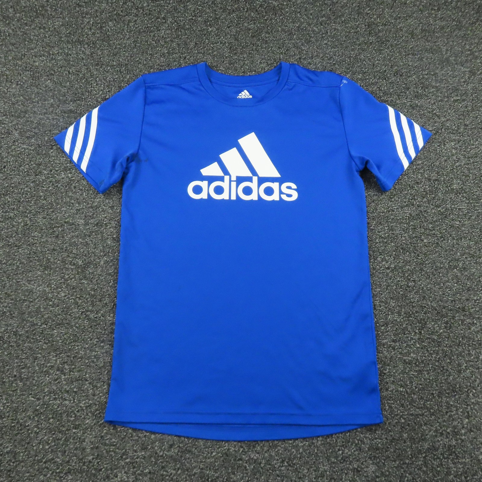 Adidas Shirt Youth Medium 10-12 Blue AEROREADY Logo Short Sleeve Athletic