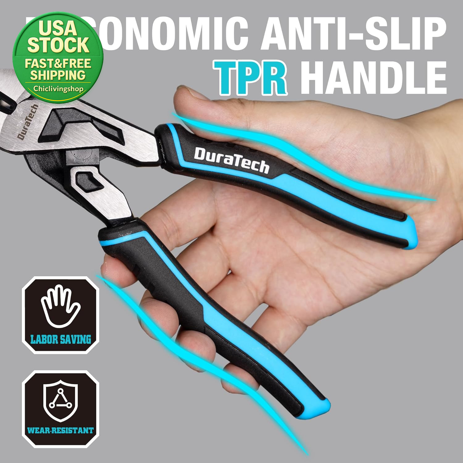 8 Inch Compound Diagonal Cutting Pliers High Leverage CR V Steel Tool
