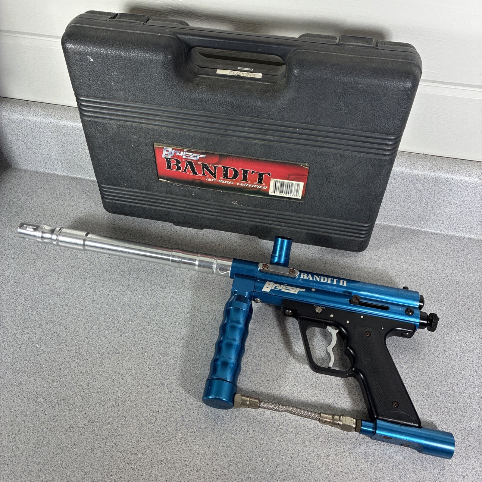 Bruiser Bandit II 2 Paintball Gun Parts BIue Vtg Upper Lower Barrel Aluminum